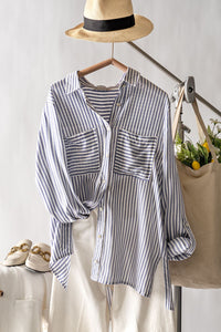 Button Up Stripe Tops (Asst. Colors)