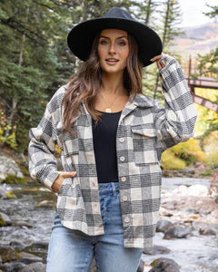 25% OFF - Grace & Lace - Ivory & Black Plaid Shacket