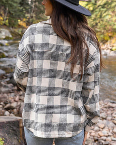 25% OFF - Grace & Lace - Ivory & Black Plaid Shacket