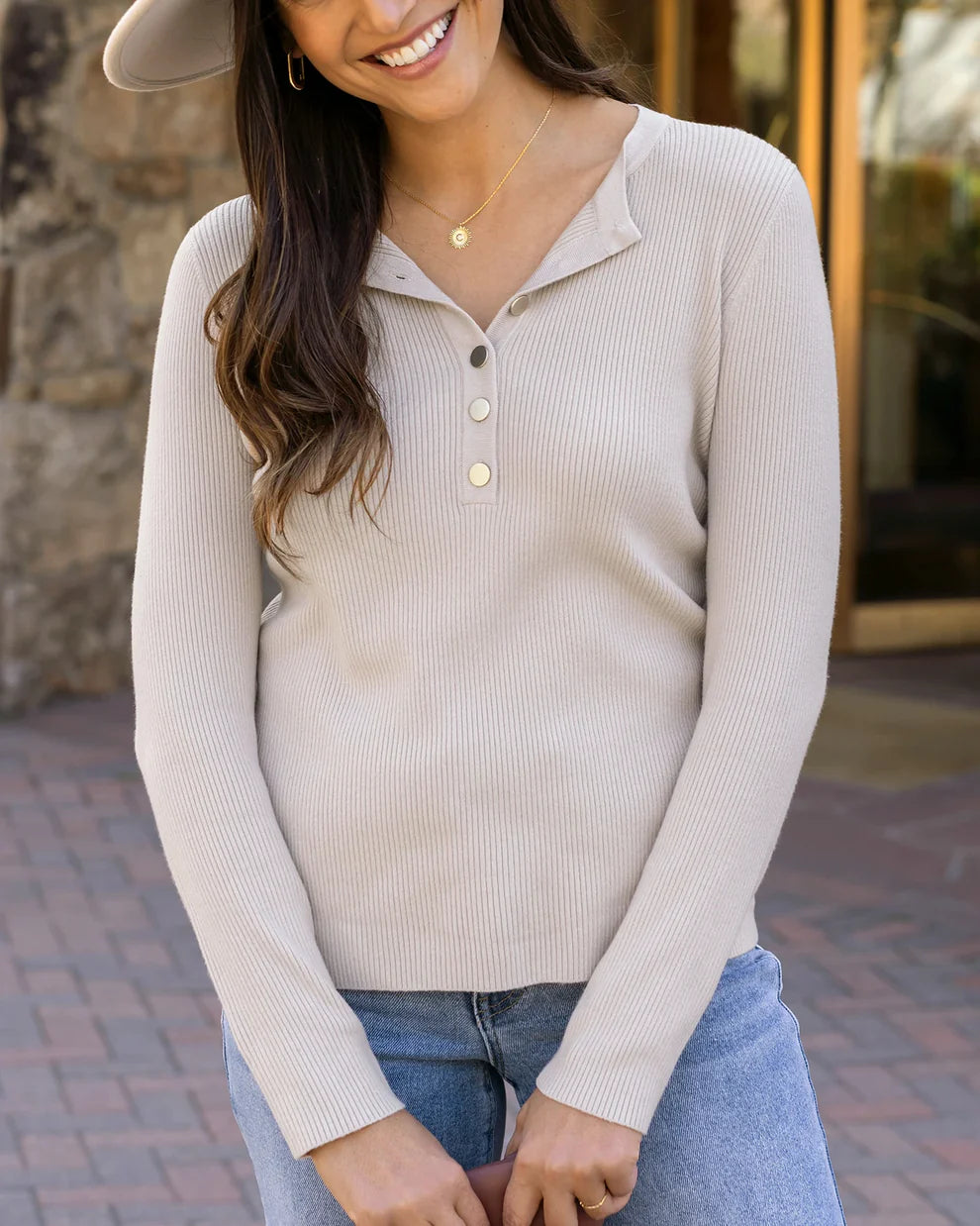 G&L - Ribbed Henley Sweater