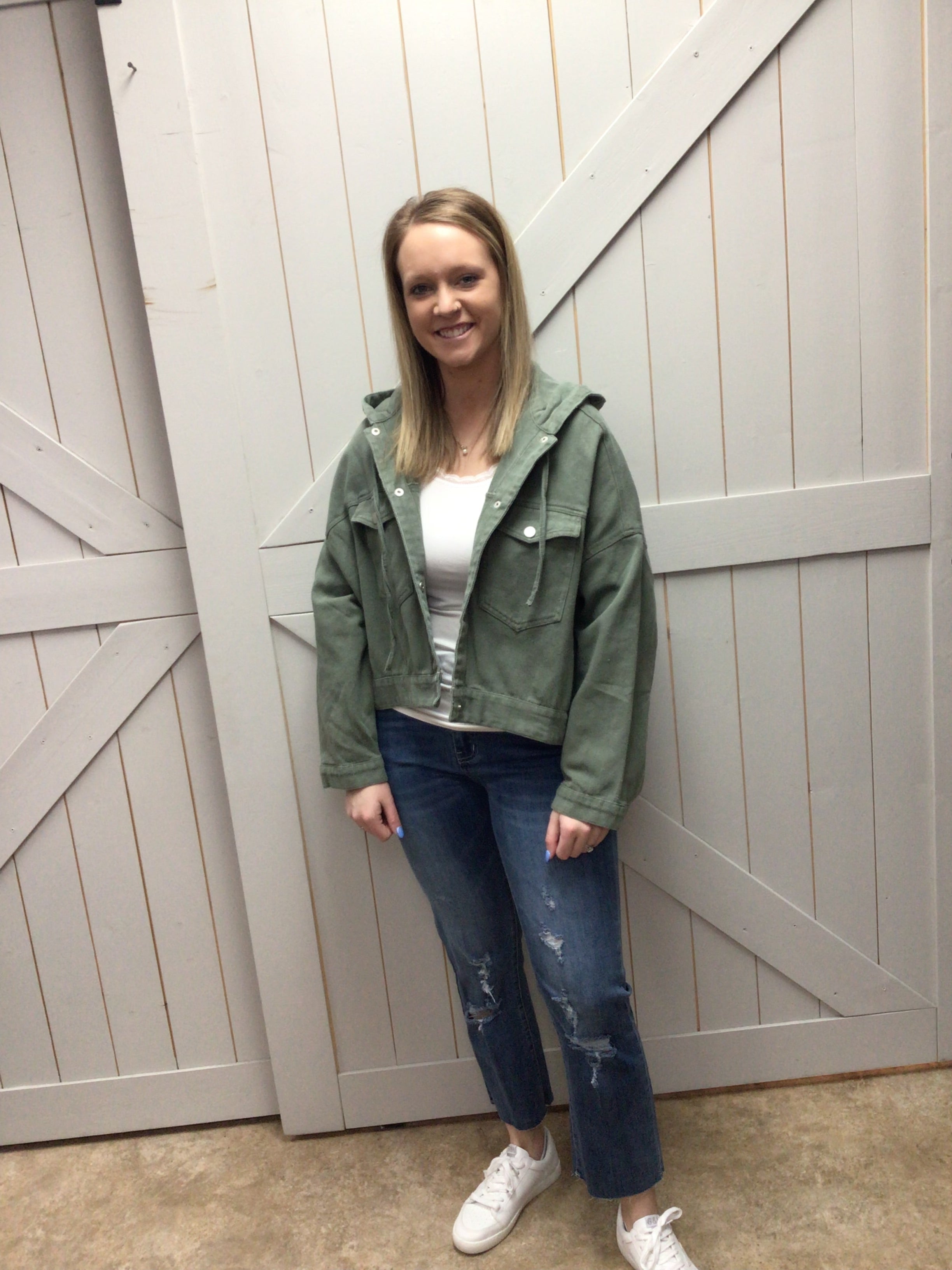 $30.00 SALE - Olive Mineral Washed Jacket
