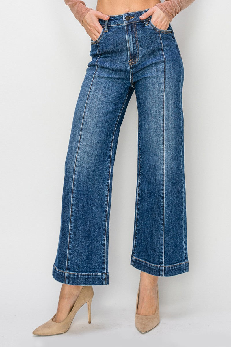 Risen High Rise Wide Leg Jeans