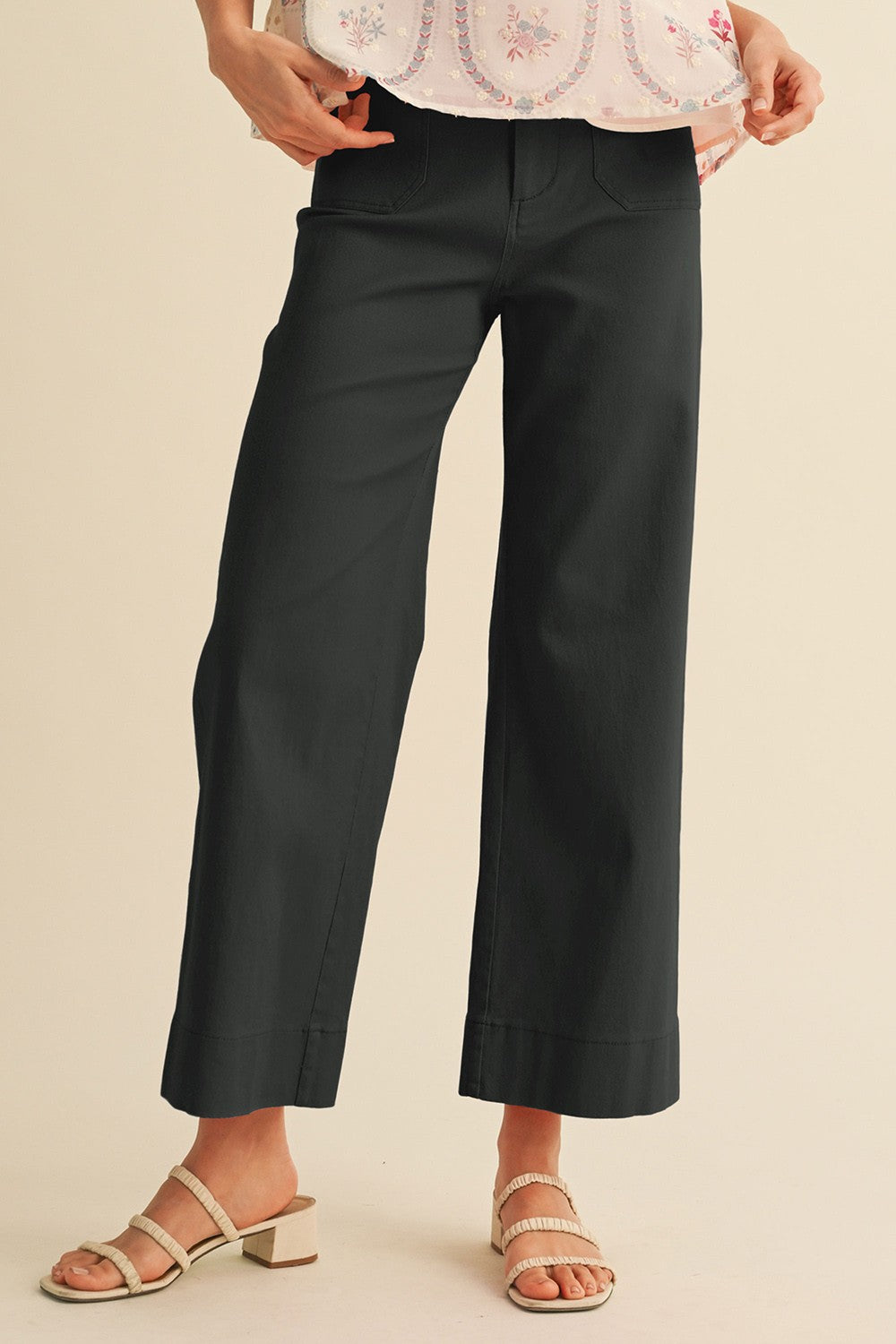 Patch Pocket Wide Leg Pants