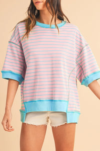 Cotton Candy Striped Oversized Tee