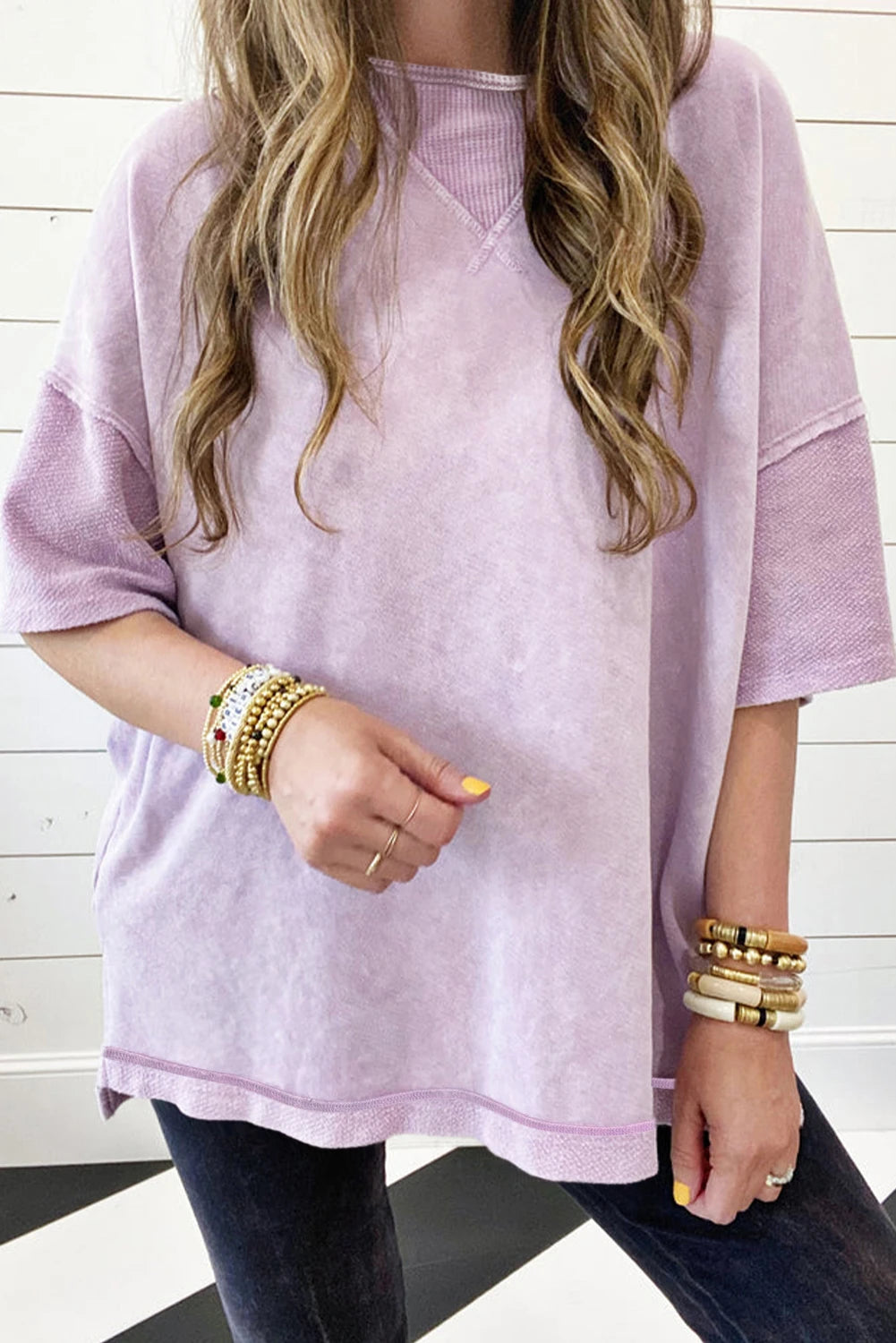 Purple Mineral Wash Oversized Tee