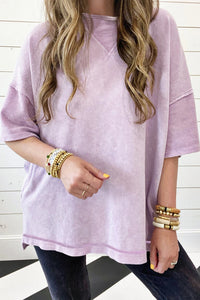 Purple Mineral Wash Oversized Tee