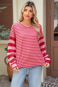 Red and Pink Stripe Top