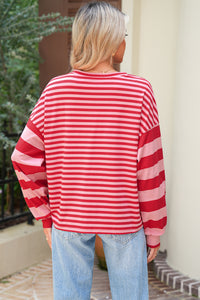 Red and Pink Stripe Top