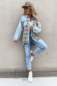 Shacket - Denim with Brown Plaid