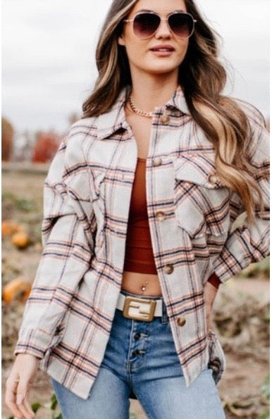 Orange and Navy Flannel Shacket
