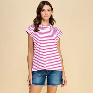 $20.00 SALE - Magenta Stripe Sleeveless Top