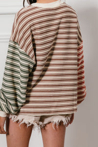 Striped Knit Color Block Top