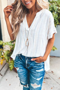 $20.00 SALE - Striped Loose Fit V Neck