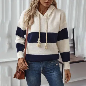 $30.00 SALE - Striped Sweater with Hood