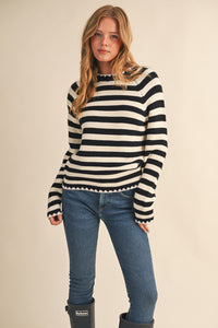 Black Striped Knit Sweater