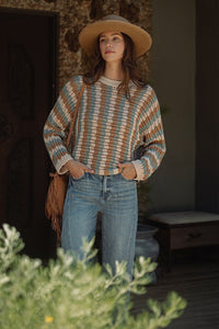 Open Knit Vertical Stripe Sweater
