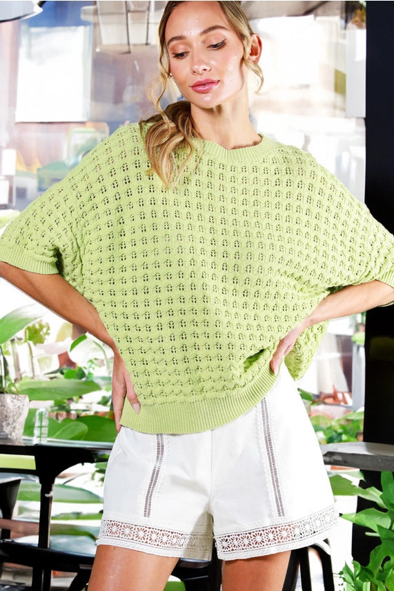 Lime Crochet Knit Sweater