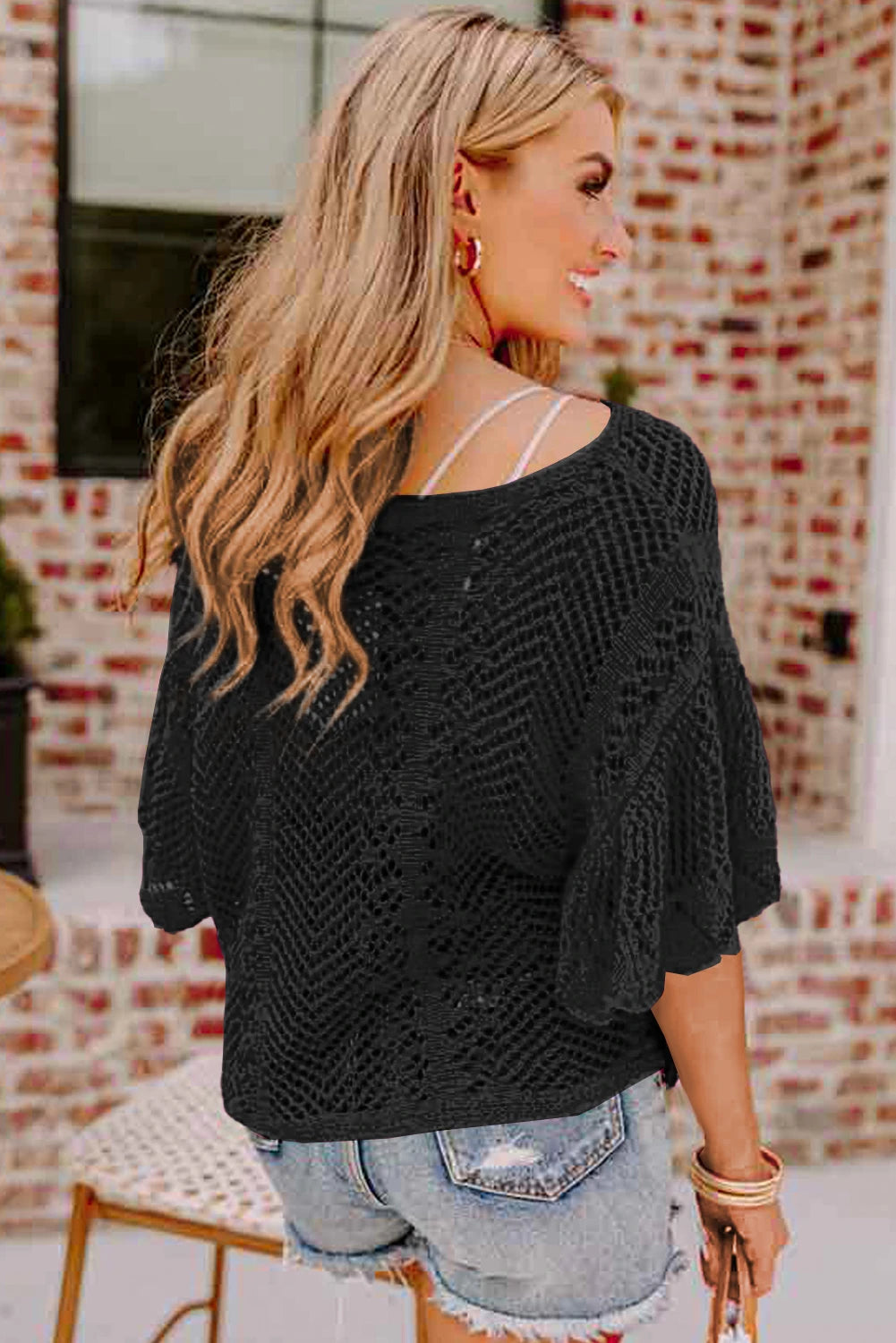 Pointelle Knit Oversized Top – Black or Fuchsia
