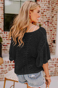 Pointelle Knit Oversized Top – Black or Fuchsia