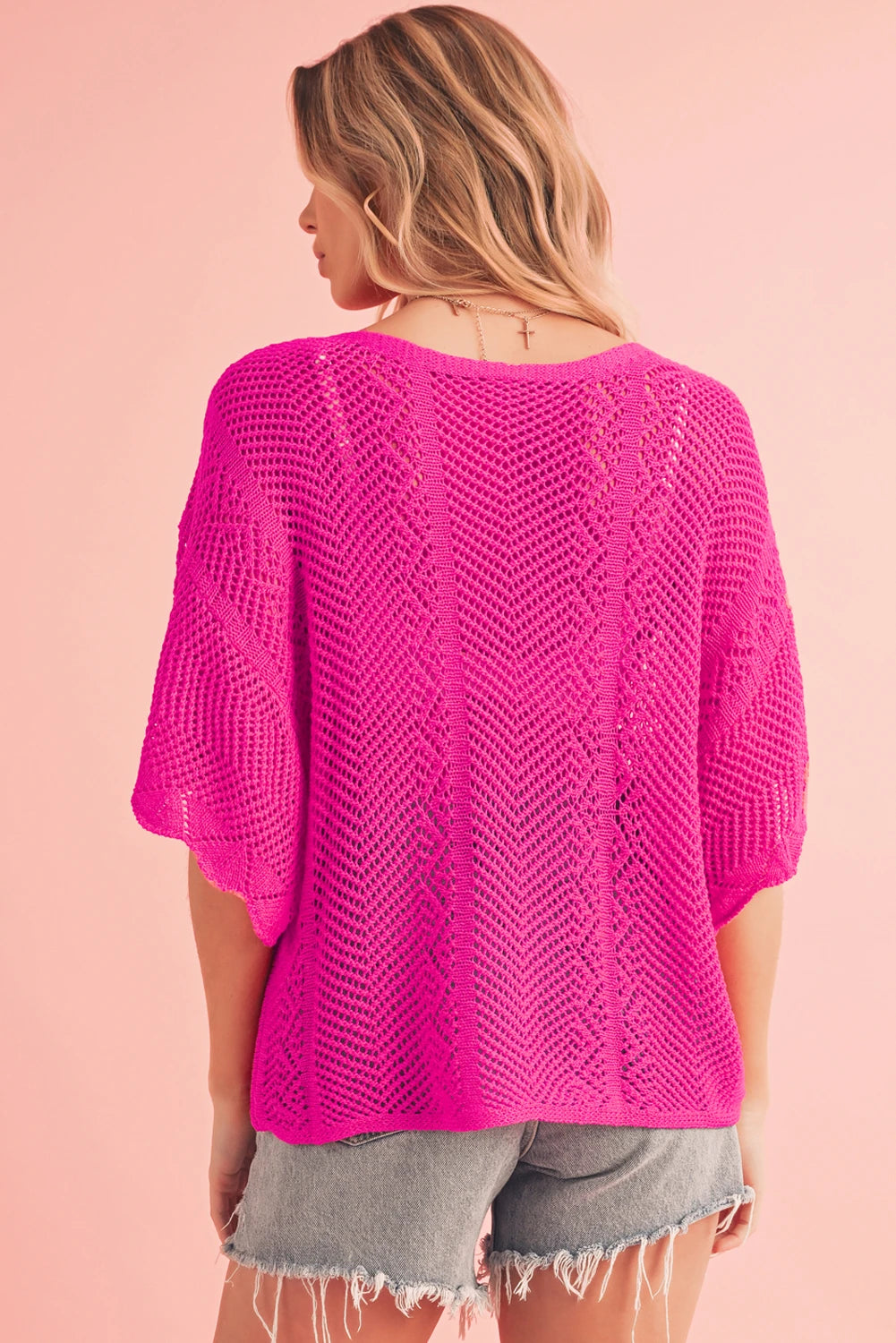 Pointelle Knit Oversized Top – Black or Fuchsia