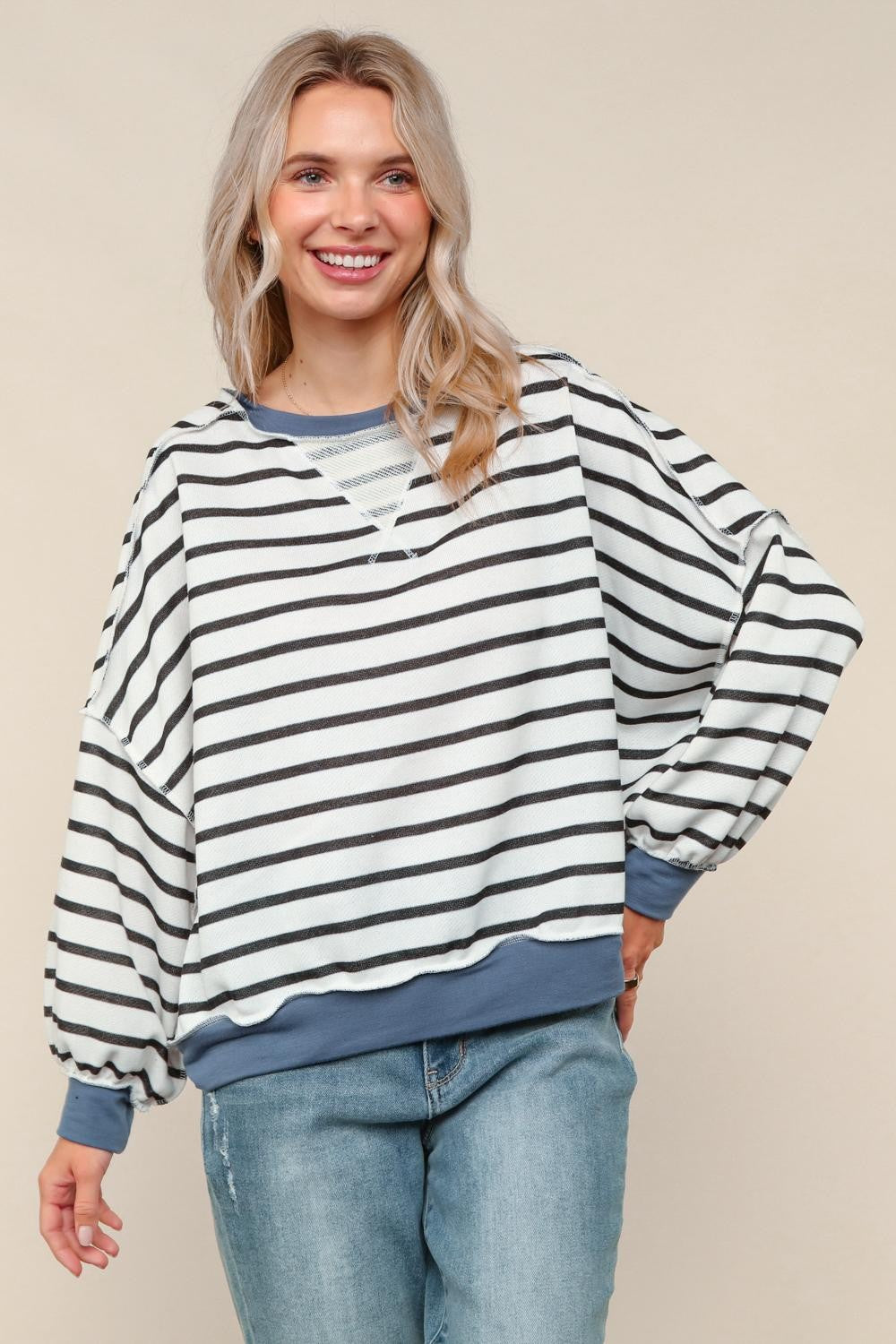 Striped Cozy Pullover Sweatshirt
