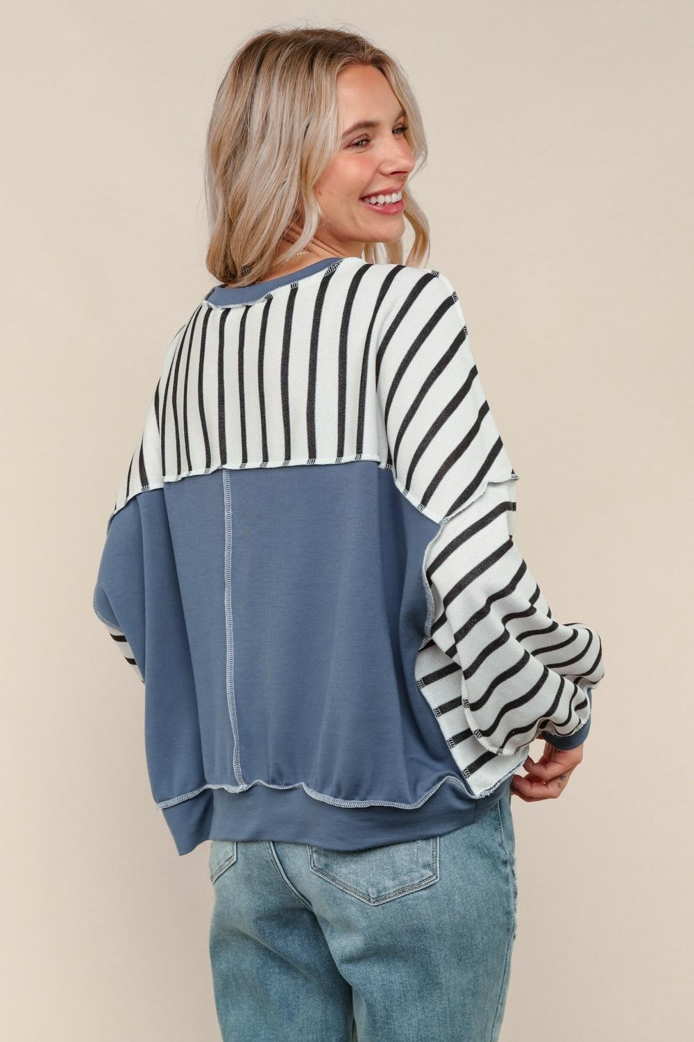 Striped Cozy Pullover Sweatshirt