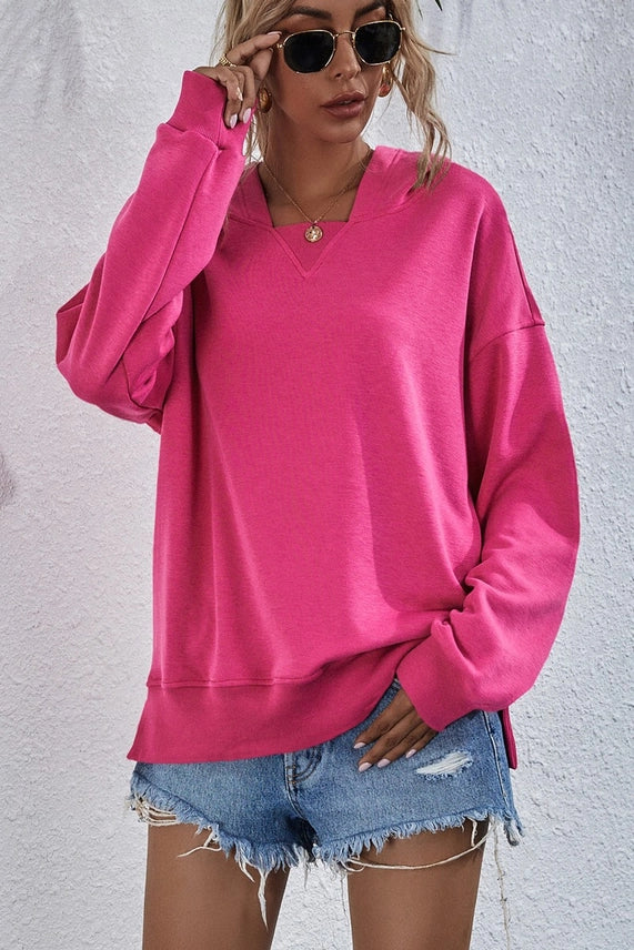 Hot Pink Fleece Hooded Pullover