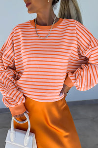 Orange Stripe Drop Shoulder Sweatshirt