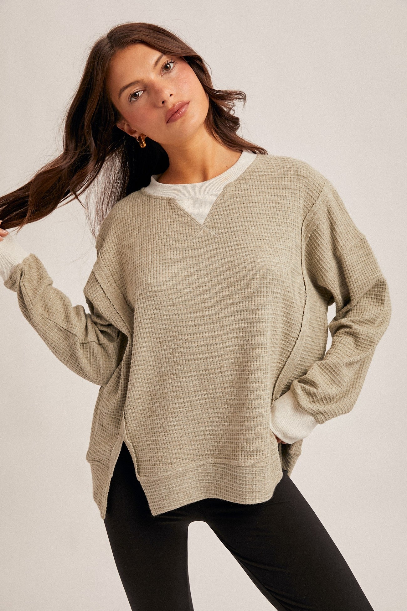 Waffle Knit Pullover - Asst. Colors