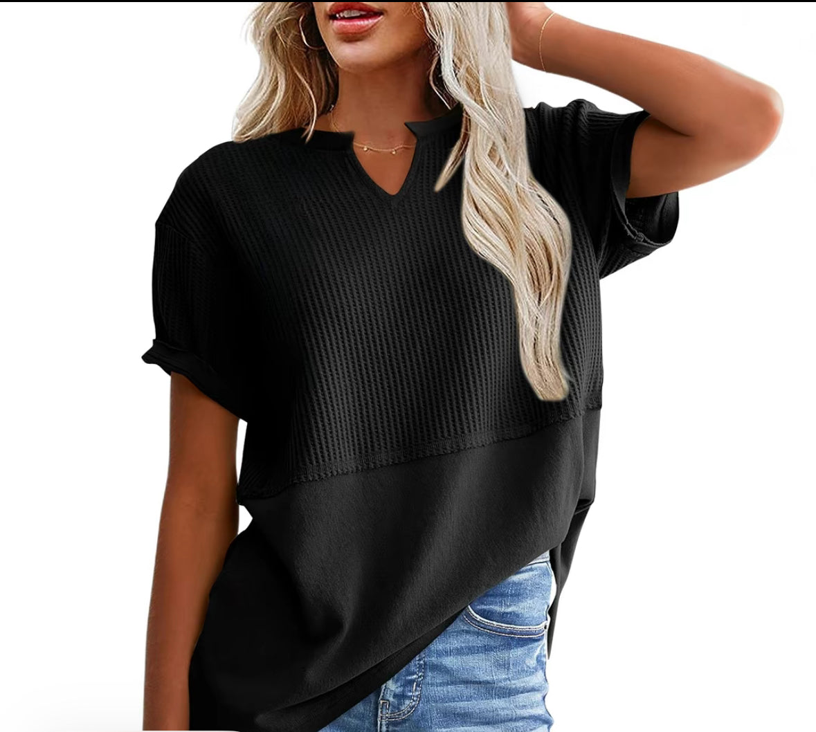 V Neck Split Top - Asst. Colors