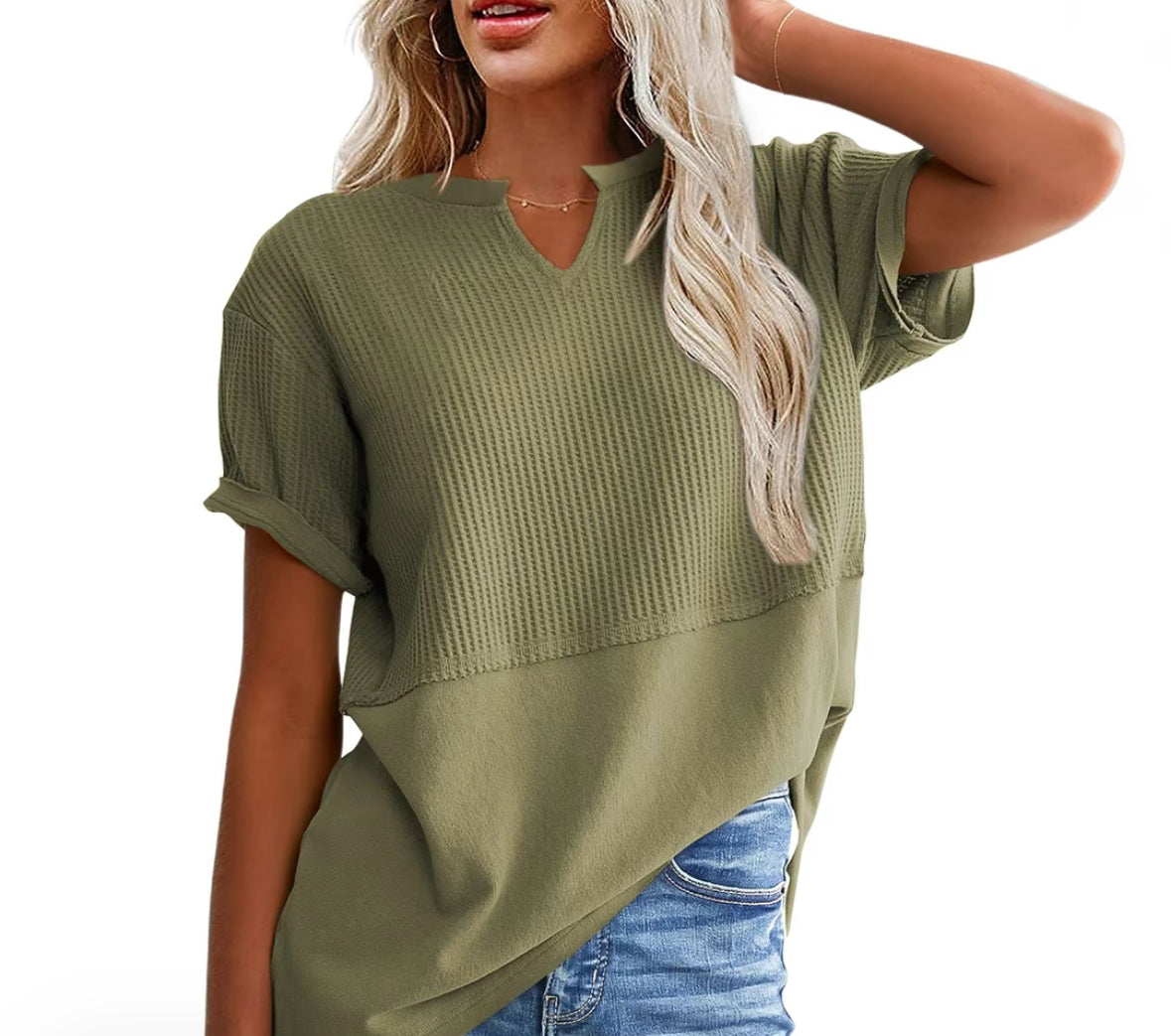 V Neck Split Top - Asst. Colors
