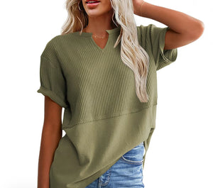 V Neck Split Top - Asst. Colors