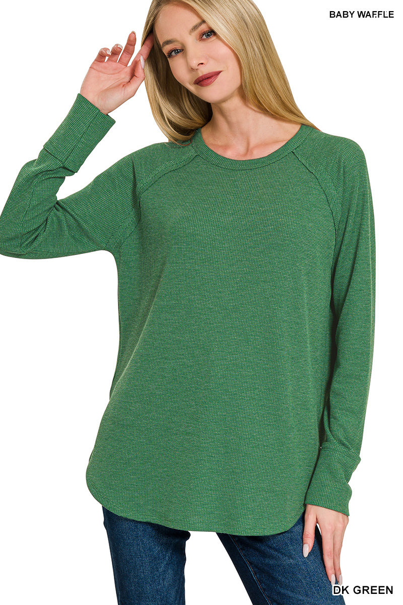 Zenana Baby Waffle Long Sleeve Top (Asst. Colors)