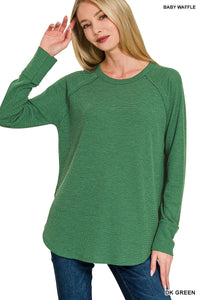 Zenana Baby Waffle Long Sleeve Top (Asst. Colors)