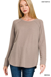 Zenana Baby Waffle Long Sleeve Top (Asst. Colors)
