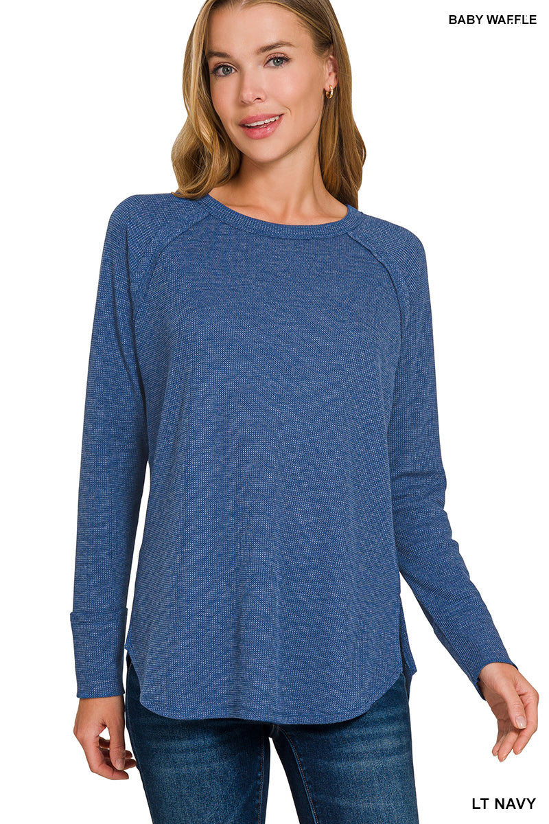 Zenana Baby Waffle Long Sleeve Top (Asst. Colors)