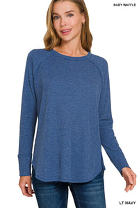 Zenana Baby Waffle Long Sleeve Top (Asst. Colors)