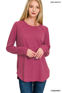Zenana Baby Waffle Long Sleeve Top (Asst. Colors)