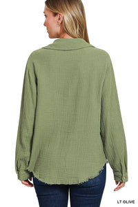 Zenana Gauze Button Up