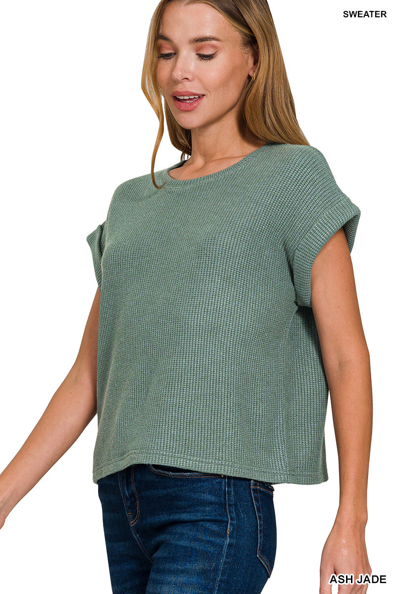 Short Sleeve Crew Neck Sweater