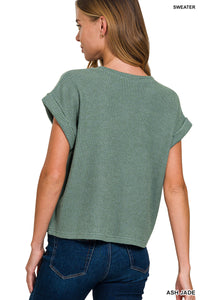 Short Sleeve Crew Neck Sweater