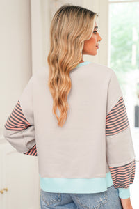 Colorblock Striped Sleeve Sweatshirt