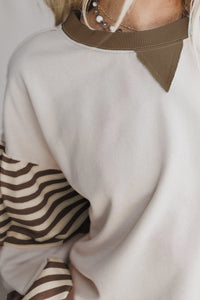 Parchment & Brown Striped Sweatshirt
