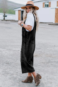 Vintage Washed Black Denim Overalls