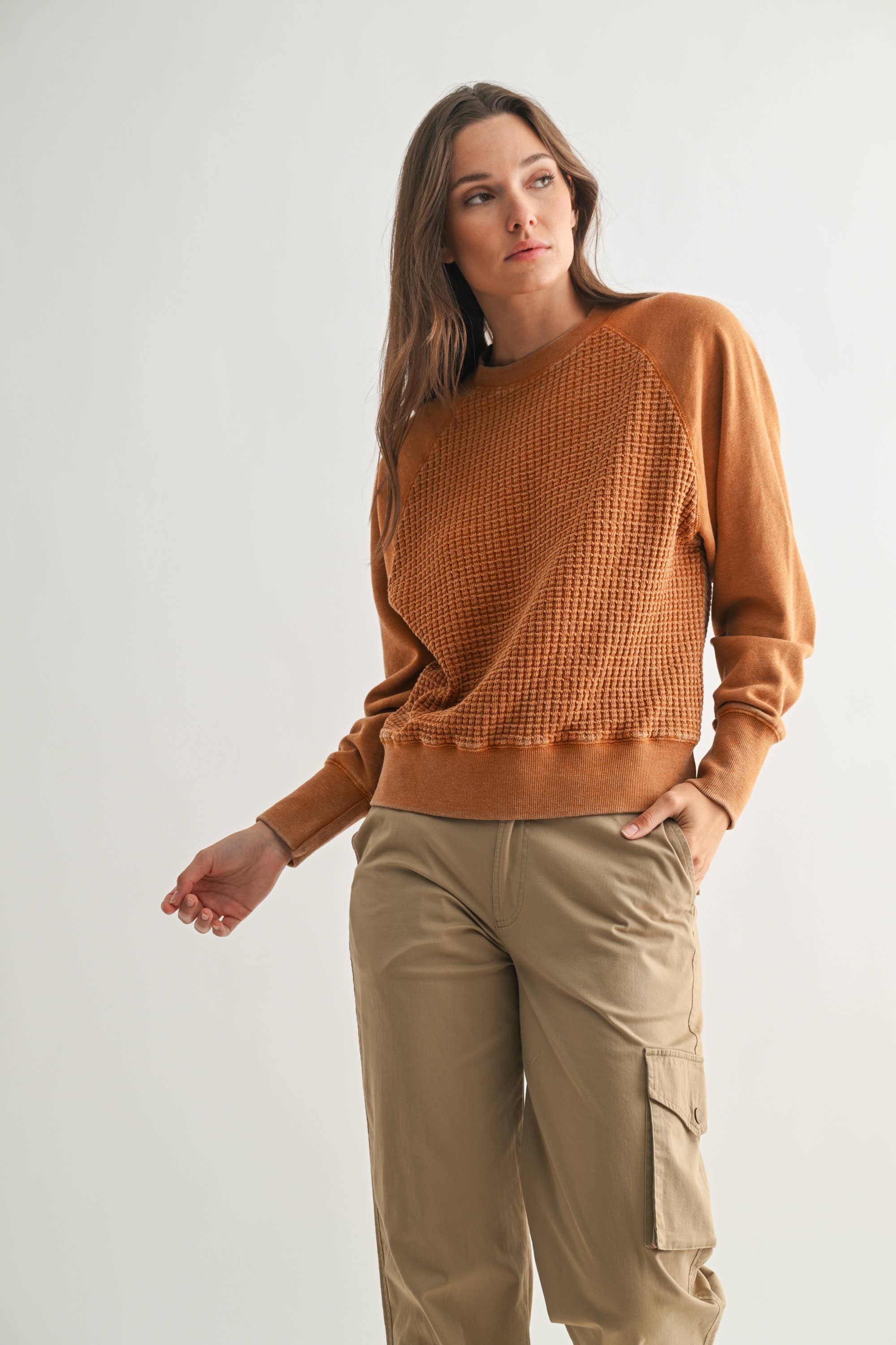 Cozy Waffle Knit Pullover - Asst. Colors
