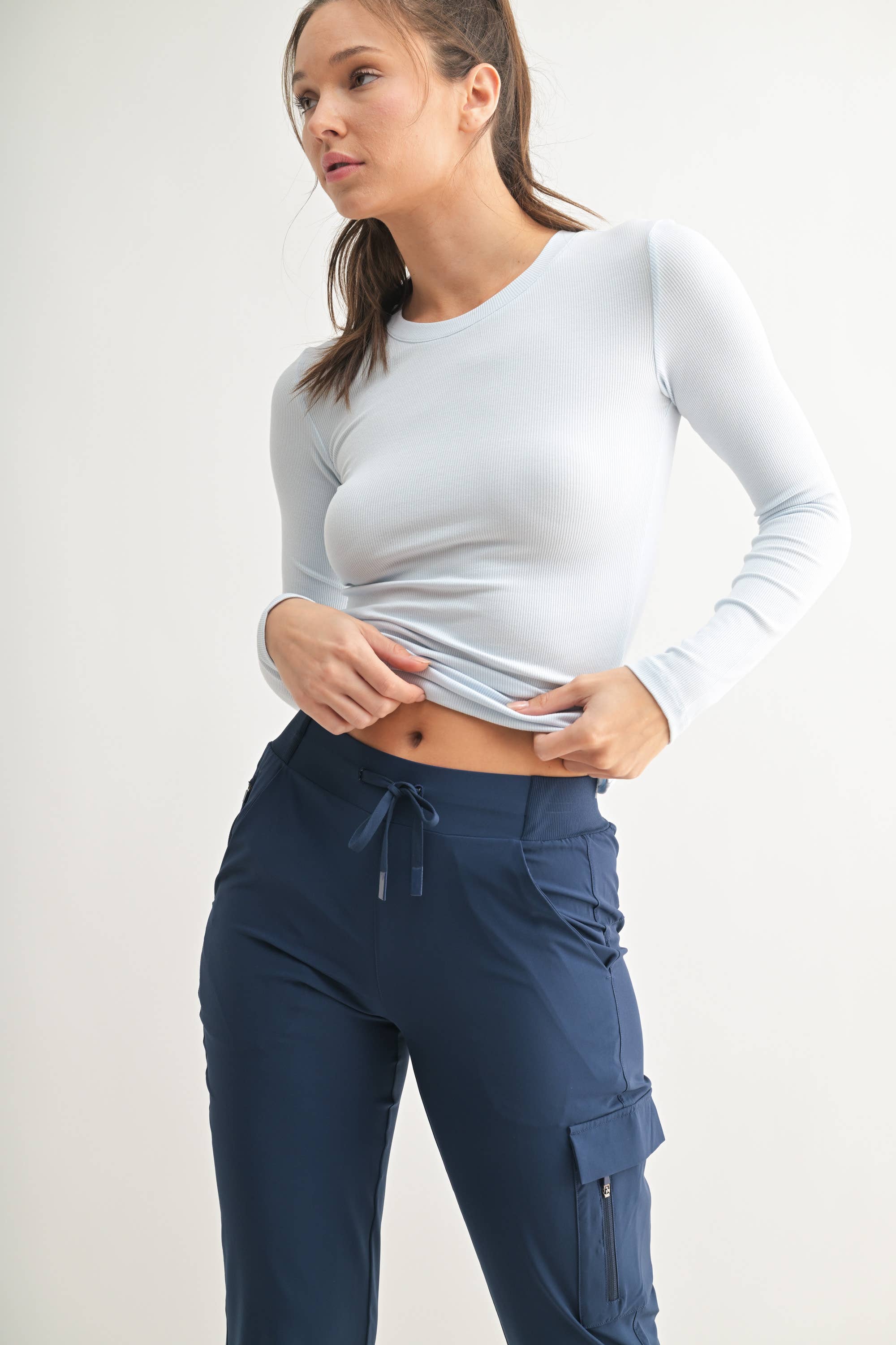 Essential Long-Sleeved Micro-Ribbed Athleisure Top