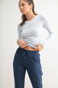 Essential Long-Sleeved Micro-Ribbed Athleisure Top