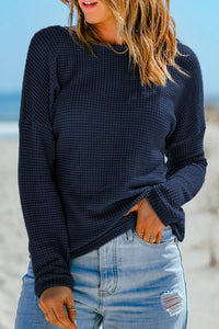 Waffle Knit Long Sleeve Top - Asst. Colors