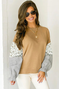 Camel Mixed Print Pullover