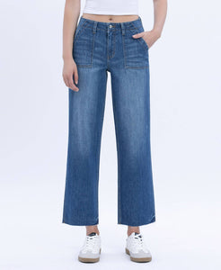 Lovervet High Rise Crop Utility Pocket Straight Jean